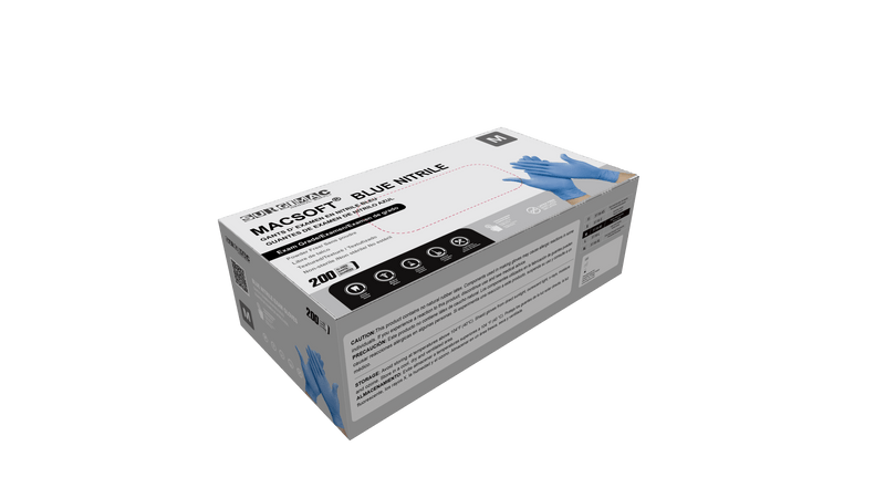 Nitrile Exam Gloves MacSoft by SurgiMac | Blue | Chemo Tested | 200 Count 5116-XS