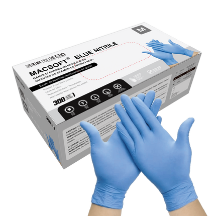 Nitrile Exam Gloves MacSoft by SurgiMac | Blue | Chemo Tested | 300 Count | 6116-M | SurgiMac | SurgiMac