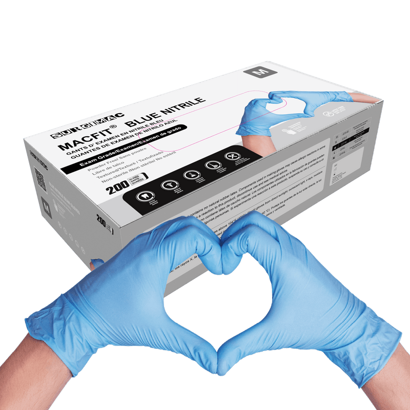 Nitrile Exam Gloves MacFit by SurgiMac | Blue | 200 Count 2217-M