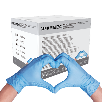 Nitrile Exam Gloves MacFit by SurgiMac | Blue | 100 Count | 2117-M-CS | SurgiMac | SurgiMac