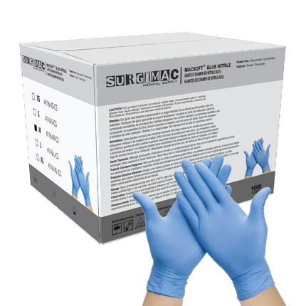 Nitrile Exam Gloves MacSoft by SurgiMac | Blue | Chemo Tested | 100 Count | 4116-M-CS | SurgiMac | SurgiMac