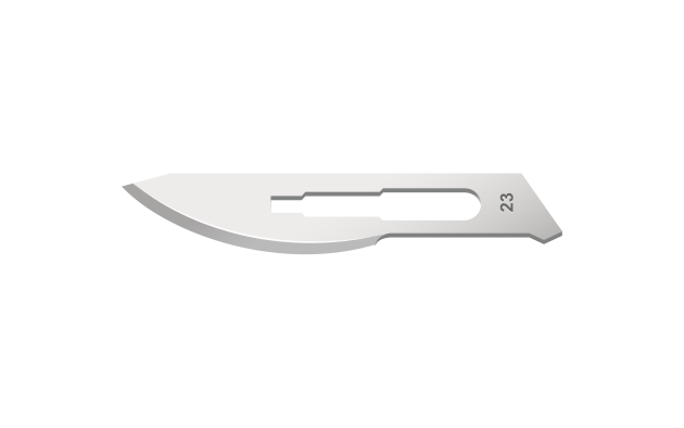 SurgiMac | #23 Sterile Stainless Steel Surgical Scalpel Blade | MacCut by SurgiMac | Box of 100 | MC-10-1223