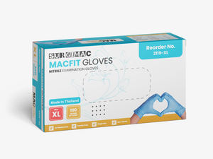 SurgiMac Nitrile Exam Gloves, Chemo Tested, Blue, MacFit