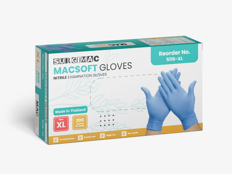 SurgiMac Nitrile Exam Glove, Chemo Tested, Blue, MacSoft