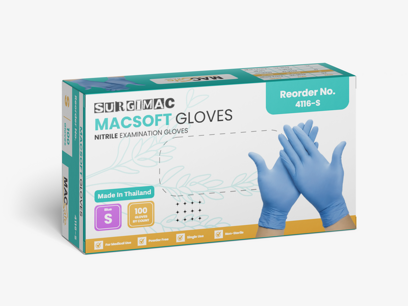 SurgiMac Nitrile Exam Glove, Chemo Tested, Blue, MacSoft