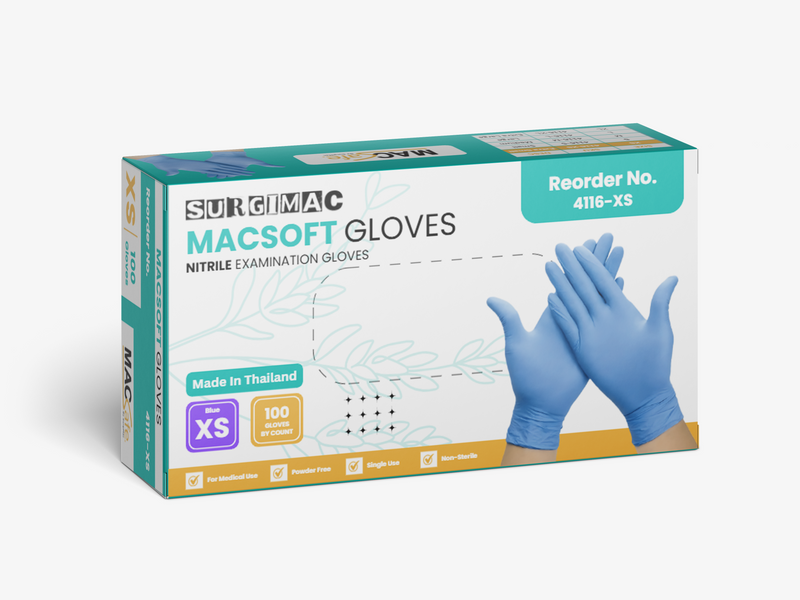 SurgiMac Nitrile Exam Glove, Chemo Tested, Blue, MacSoft