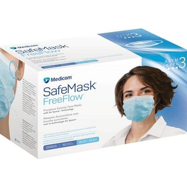 Medicom | FreeFlow Face Mask, Astm Level 3, 50/bx, 10 bx/cs | 200515