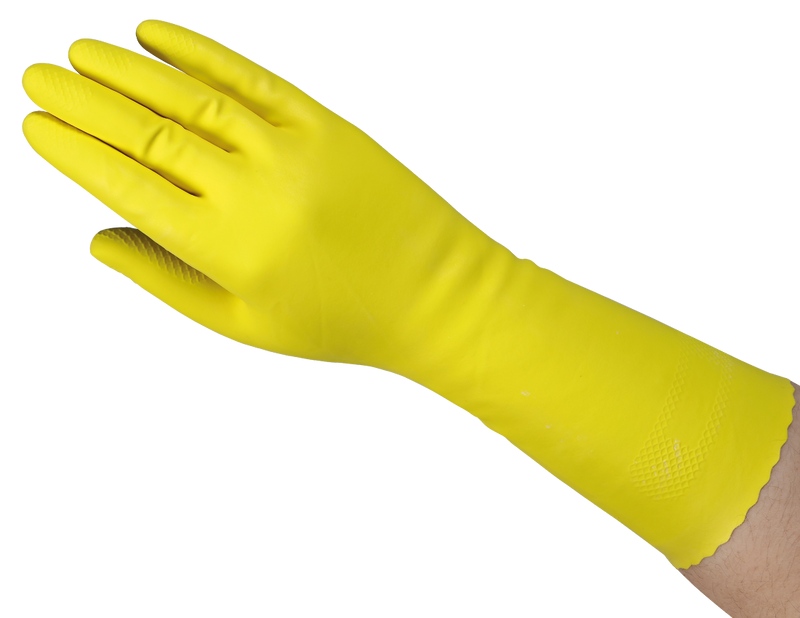 Utility Glove Flock Lined Latex Yellow Straight Cuff NonSterile 8984-1