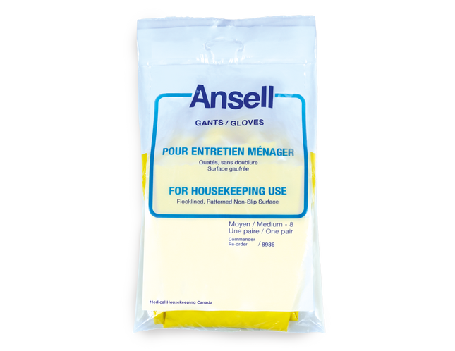 Ansell Utility Glove Flock Lined Latex Yellow Straight Cuff NonSterile | 8984-S-12prbx | Ansell | SurgiMac