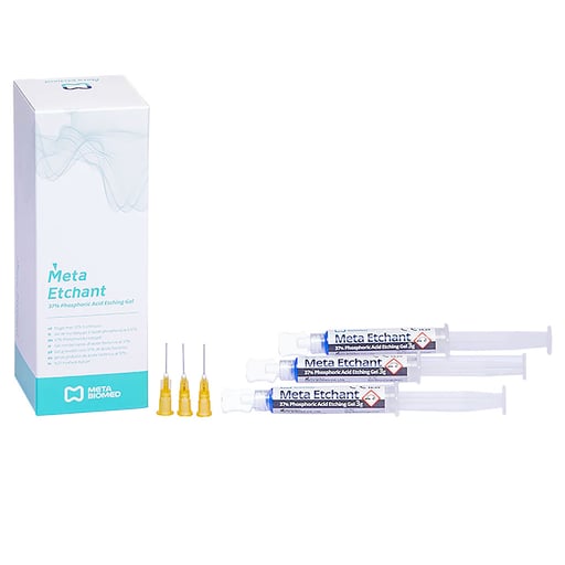 Meta Etchant 37% Etching Gel, Kit: 3 Syringes x 3 mL and 20 Disposable Stainless Tips. | SurgiMac Dental Supply