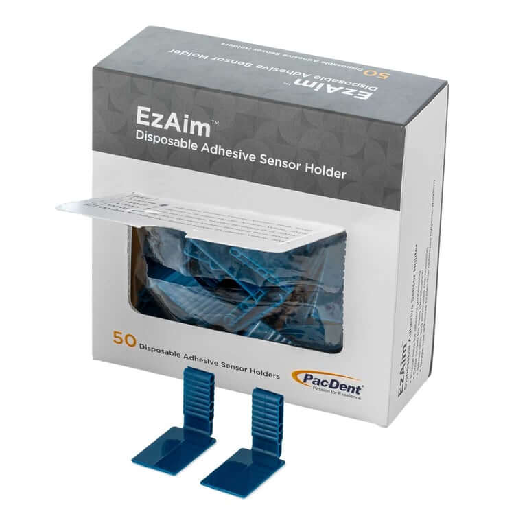 EzAim Individually Cut Adhesive Sensor Holder Anterior Blue, 50/pk | SurgiMac Dental Supply