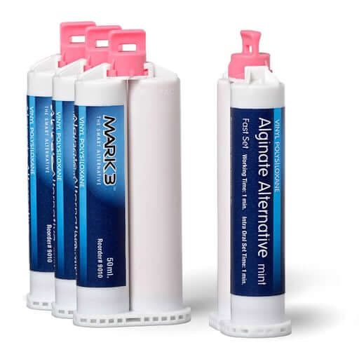 MARK3 VPS Alginate Alternative, Fast Set, Mint Flavor, 50 mL Cartridge, 4/Pk | SurgiMac Dental Supply