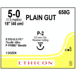 Ethicon Suture 5-0 18" Plain Gut Monofilament P-2 Yellowish Tan 12/Bx | SurgiMac Dental Supply