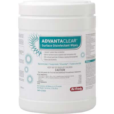 Hu-Friedy AdvantaClear Surface Disinfectant Wipes 160/Can | SurgiMac Dental Supply