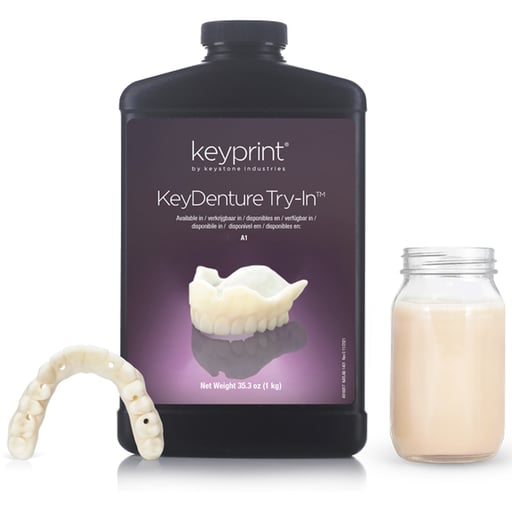 KeyPrint KeyDenture Try-In Biocompatible 3D Printing Resin, A1, 1kg/Bottle