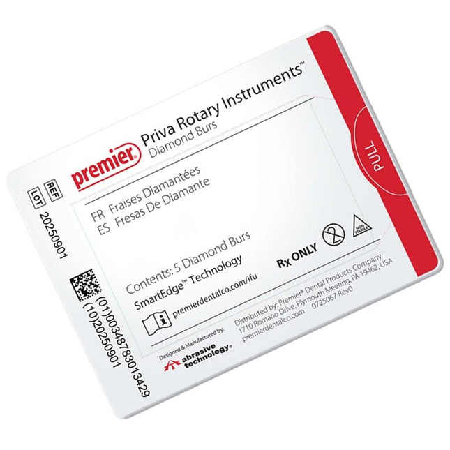Priva FG #830.010 Coarse Grit Pear Shaped Diamond Burs, 5/Pk