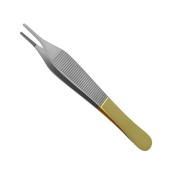 4.75" Adson Tissue Forceps with TC (Tungsten Carbide) Tips, Gold (TiN)