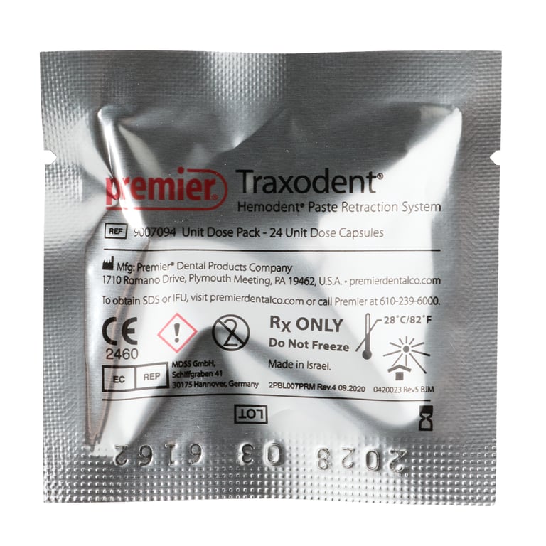 Traxodent Hemodent Paste Retraction System - Unit Dose Pack, 24 Capsules