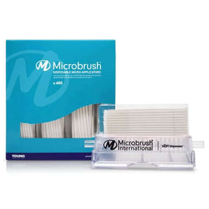 Microbrush Plus Micro-Applicators with Dispenser, Super Fine, White, 400/Pk | SurgiMac Dental Supply