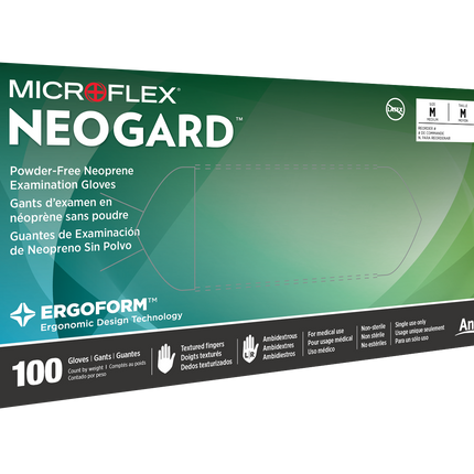 Ansell Microflex Neogard Powder Free Medical Grade Chloroprene Exam Gloves