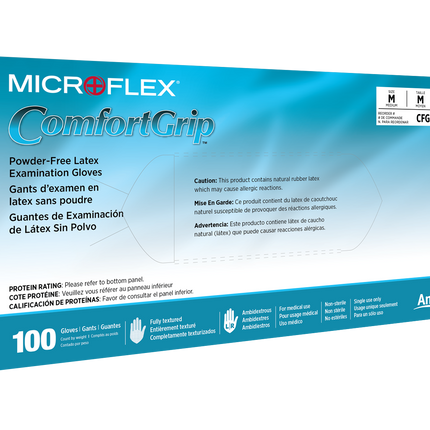 Ansell Microflex Comfortgrip Powder Free Latex Exam Gloves