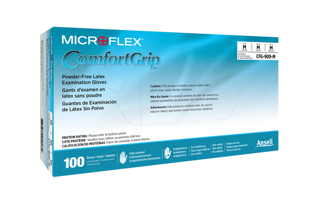 Ansell Microflex Comfortgrip Powder Free Latex Exam Gloves | CFG-900-XS-1 | Ansell | SurgiMac