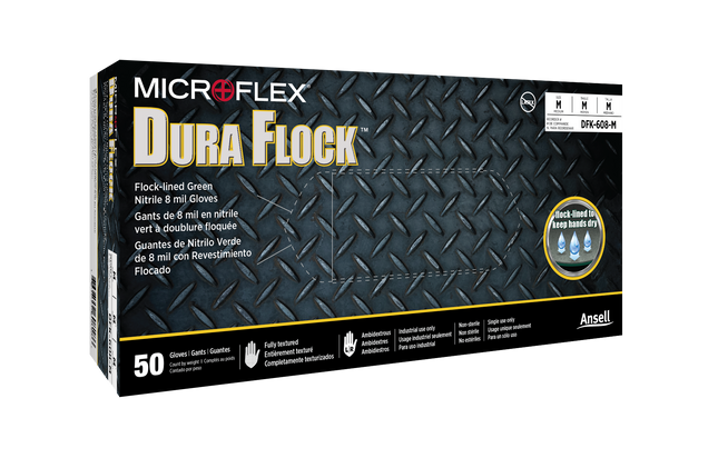 Ansell Microflex Dura Flock Flock Lined Industrial Grade Gloves | DFK-608-S-1 | Ansell | SurgiMac