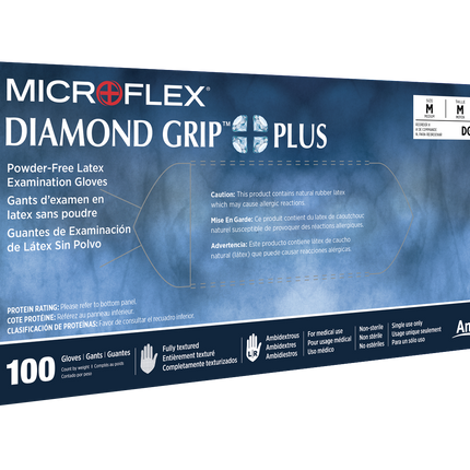 Ansell Microflex Diamond Grip Plus Powder Free Latex Exam Gloves