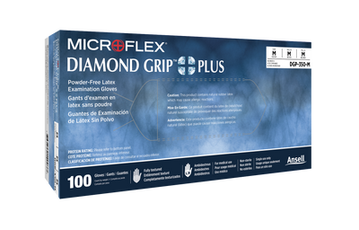 Microflex Diamond Grip Plus Powder Free Latex Exam Gloves