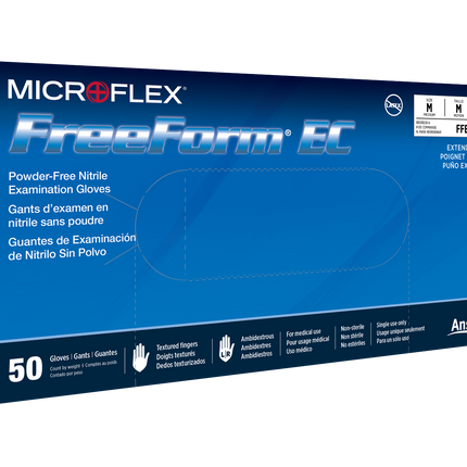 Ansell Microflex Freeform Ec Powder Free Extended Cuff Nitrile Exam Gloves