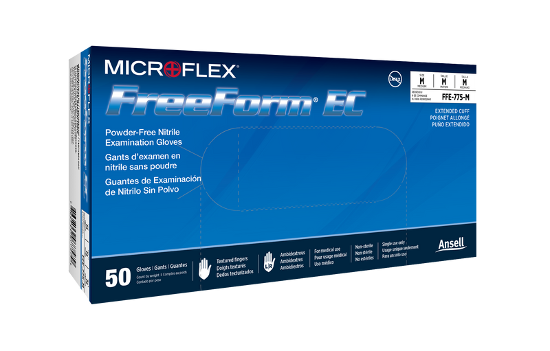 Microflex Freeform Ec Powder Free Extended Cuff Nitrile Exam Gloves FFE-775-S-1