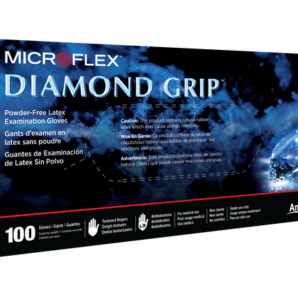 Ansell Microflex Diamond Grip Powder Free Latex Exam Gloves