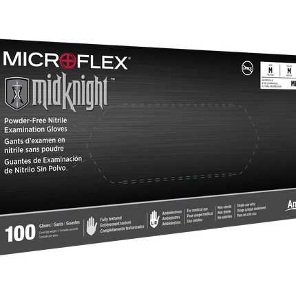 Ansell Microflex Midknight Powder Free Nitrile Exam Gloves