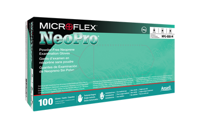 NeoPro Chloroprene glove: Non-Sterile, Powder-Free, Textured, Green, box of 100