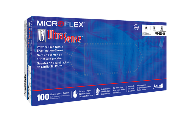 Ansell Microflex Ultrasense Powder-Free Nitrile Exam Gloves | US-220-XS-100bx | Ansell | SurgiMac