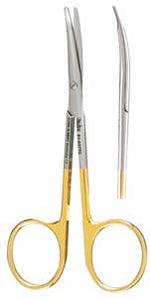Miltex 4.5" Blepharoplasty Scissors with 1 Serrated, 1 Tungsten Carbide Blade | SurgiMac Dental Supply