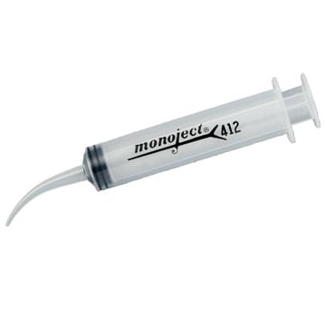 Monoject Irrigation Syringe #412, 12cc with Curved Tip, Non-Sterile, Box of 50
