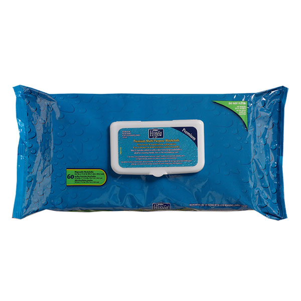 Hygea Premium Multi-Purpose Washcloths, 60 Wipes/Pk, 9.5" x 11.5"