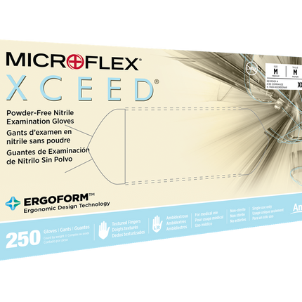 Ansell Microflex Xceed Powder-Free Nitrile Exam Gloves (Box of 250 Gloves)