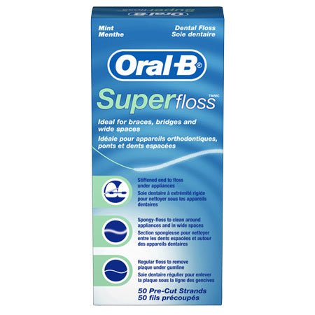 Super Floss, Office Pack, Mint, Pre-Measured Strands 50/bx, 24 Bx/cs