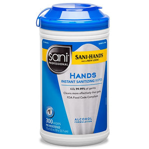 Sani Professional 70% Ethanol Sanitizing Wipes, 7.5" x 5.0", 300 Wipes