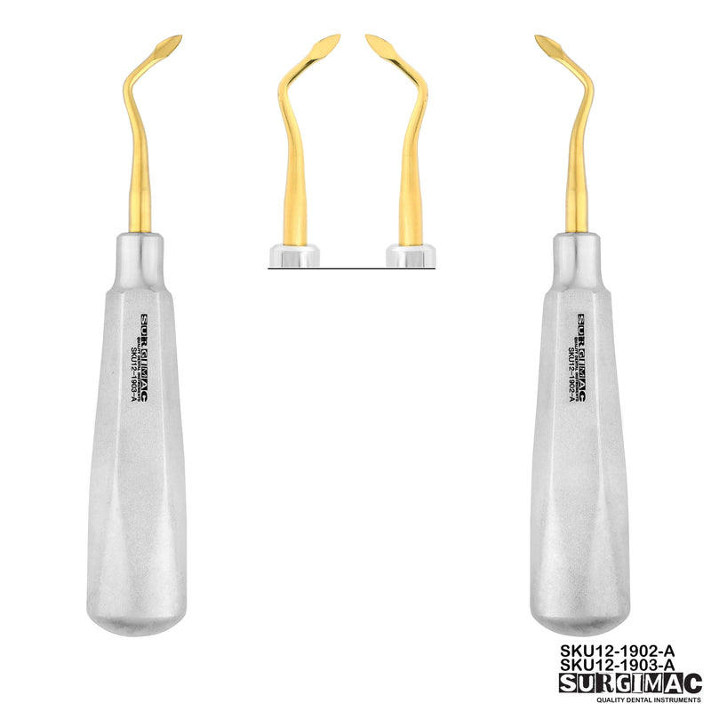 SurgiMac Spade Elevator, Left & Right (Set), Gold Tips, Stainless Steel, Air Series, 2/Pk | SurgiMac Dental Supply