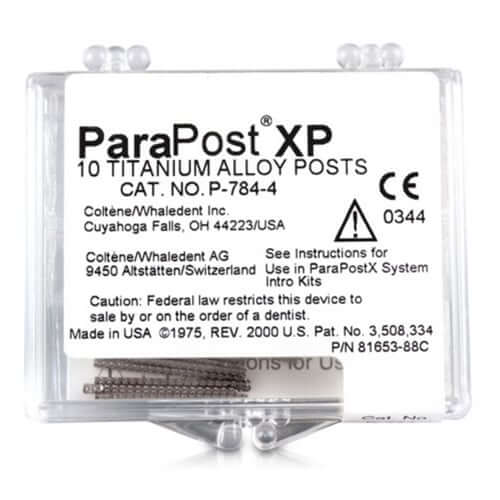 ParaPost XP P784-4 yellow .040" (1.0mm) titanium post, 10 post refill | SurgiMac Dental Supply