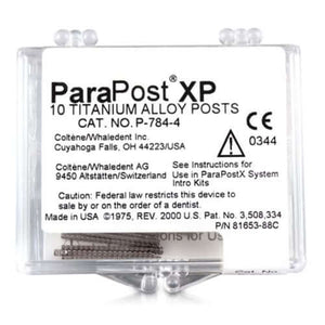 ParaPost XP P784-4 yellow .040" (1.0mm) titanium post, 10 post refill | SurgiMac Dental Supply