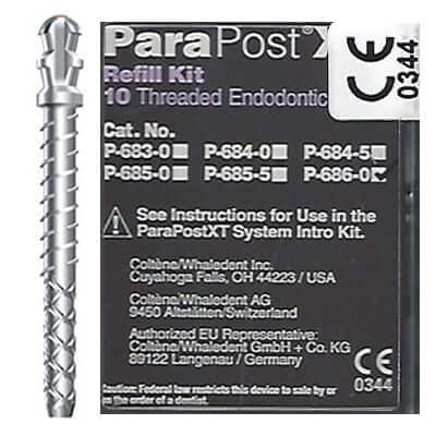 ParaPost XT Size 6, P686-0 Black .060" (1.5mm) Titanium Alloy Post Threaded, 10 | SurgiMac Dental Supply