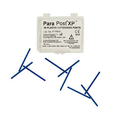 ParaPost XP P743-4 yellow .040" (1.0mm) plastic impression post, 20 post refill | SurgiMac Dental Supply