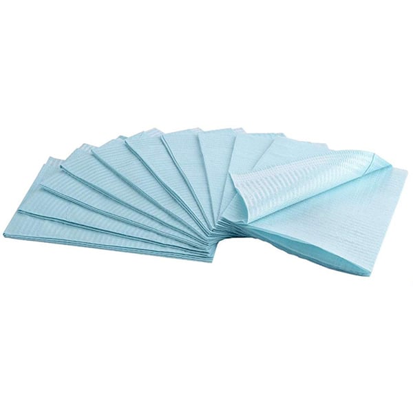 Generic Brand Patient Bibs BLUE 13" x 18" 2-Ply Paper/1-Ply Poly 500/Cs