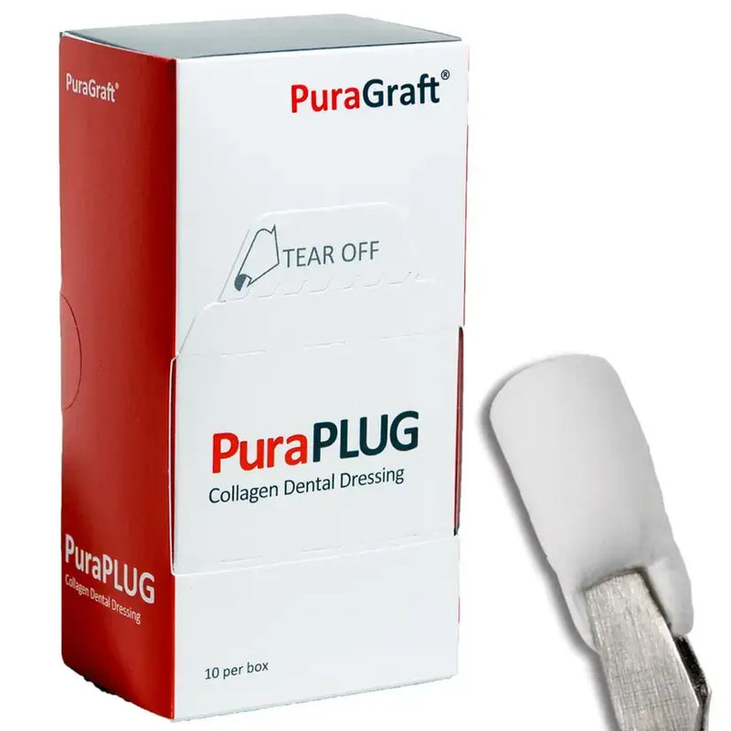 PuraPLUG Resorbable Collagen Plug 10X20MM 10/BX, PGPLG1 | SurgiMac Dental Supply