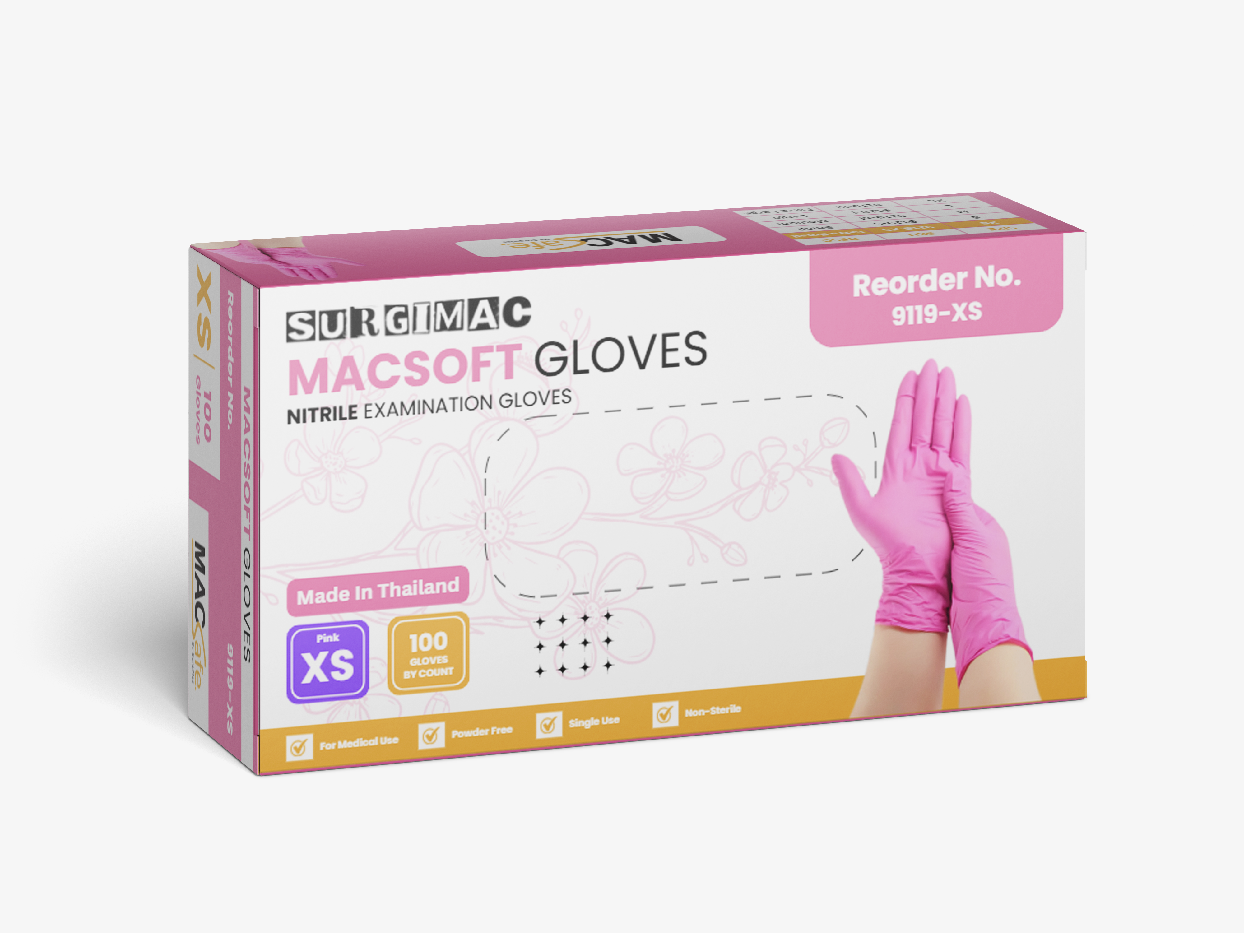 SurgiMac Nitrile Exam Glove, Chemo Tested, Rose Pink, MacSoft