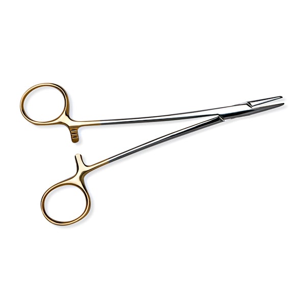 Premier Crile-Wood 6" Needle Holder with TC Tungsten Carbide Inserts and gold